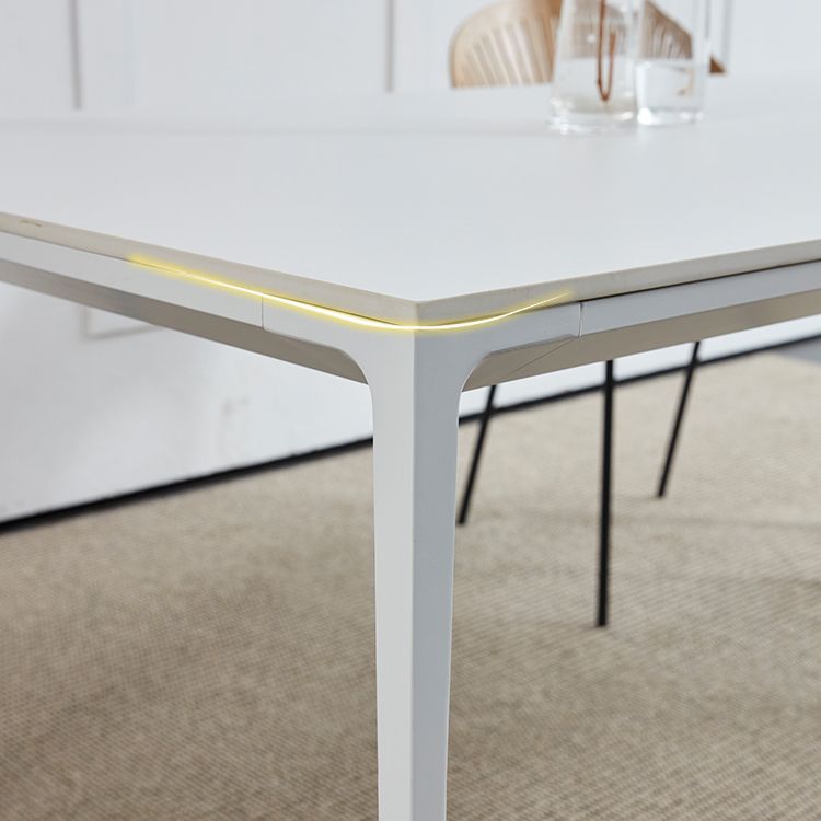 Contemporary Sintered Stone Standard Dining Set Rectangle Kitchen Dining Set in White Clearhalo 'Dining Room Sets' 'Dining Tables & Seating' 'dining_room_set' 'furn' 'furn_dining_room_set' 'Furniture' 'furniture_dining_room_set' 'Kitchen & Dining Furniture' 'kitchen&dining_furn' 'kitchen' 1200x1200_4509e832-fef4-4346-9250-010d701ac7bb