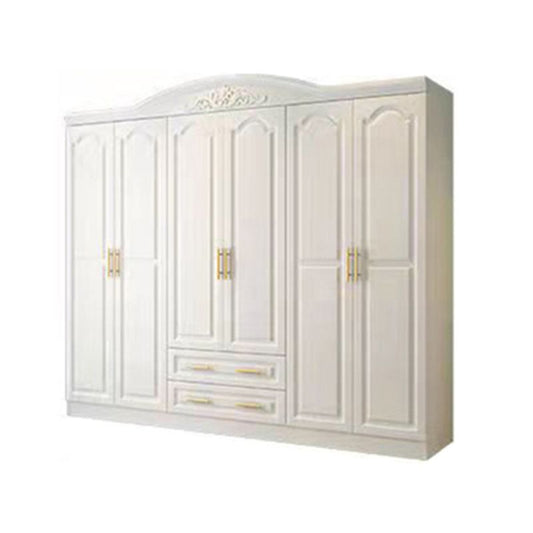 French Country Wardrobe Armoire Engineered Wood Wardrobe with Solid Wood Clothing Rod