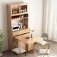 Mesa de comedor rectangular de madera natural, mesa plegable con base de almacenamiento