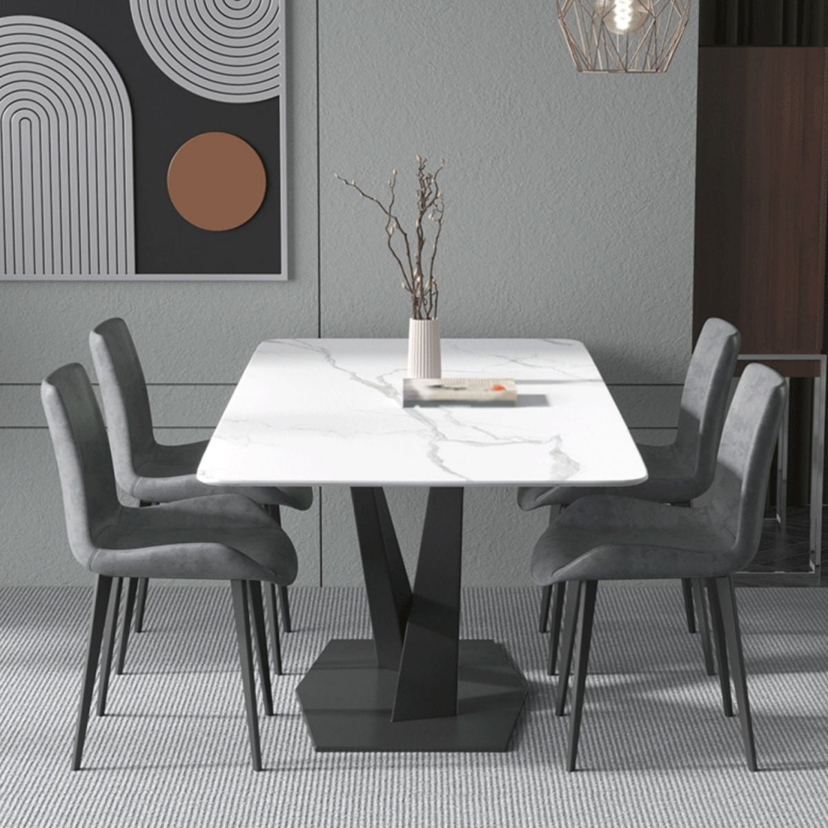 Contemporary Rectangle Dining Room Table Sintered Stone Table with Pedestal Base Clearhalo ' dining_table' 'Dining Tables & Seating' 'Dining Tables' 'furn' 'furn_dining_table' 'Furniture' 'furniture_dining_table' 'Kitchen & Dining Furniture' 'kitchen&dining_furn' 'kitchen' 'kitchen_dining_table' 1200x1200_450c83e6-cd5c-4eef-a125-cf0ae24838c1