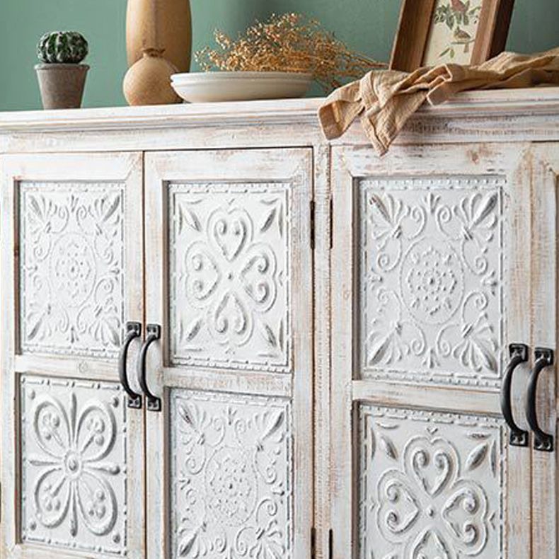 Gabinete de acento industrial con patas y estante de madera gabinete de madera angustiada