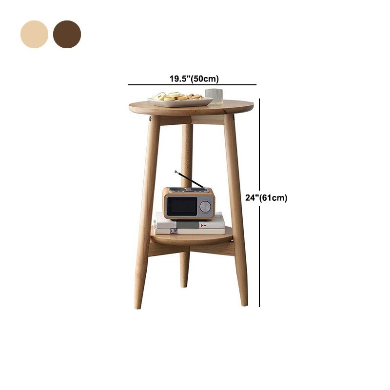 Solid Wood Round Top Side Table 23.6" Tall 3 Legs End Table with Shelf Clearhalo 'Coffee & Accent Tables' 'End & Side Tables' 'end_side_tables' 'furn' 'furn_end_side_tables' 'Furniture' 'Living Room Furniture' 1200x1200_45110db9-4c7c-4d1c-8e60-1764efdb774a