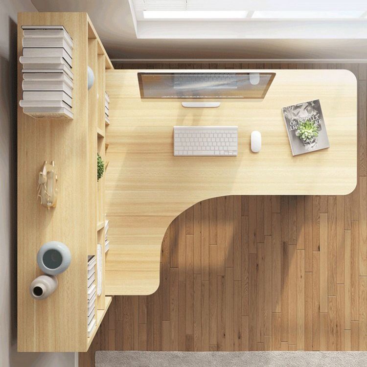 Modern Manufactured Wood Desk Corner Writing Desk with 1 Drawer and Bookshelf Clearhalo 'furn' 'furn_office_desk' 'Furniture' 'furniture_office_desk' 'Office Desks' 'Office Furniture' 'office_desk' 1200x1200_451266a4-1534-4480-b09e-98d5da5ce03d