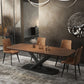 Table à manger industrielle avec plateau en bois marron, Table à manger rectangulaire pour cuisine