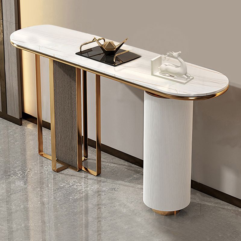 Mesa de consola oval de glamour de piedra de sofá de la consola blanca para el salón