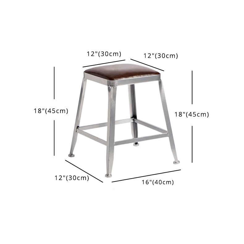 Industrial Square Iron Bar Stool Silver Footrest Bristol Stool Clearhalo 'Bar Furniture' 'Bar Stools' 'bar_stools' 'furn' 'furn_bar_stools' 'Furniture' 'Kitchen & Dining Furniture' 1200x1200_4513715d-10d7-4db5-80b6-19e5c4419214