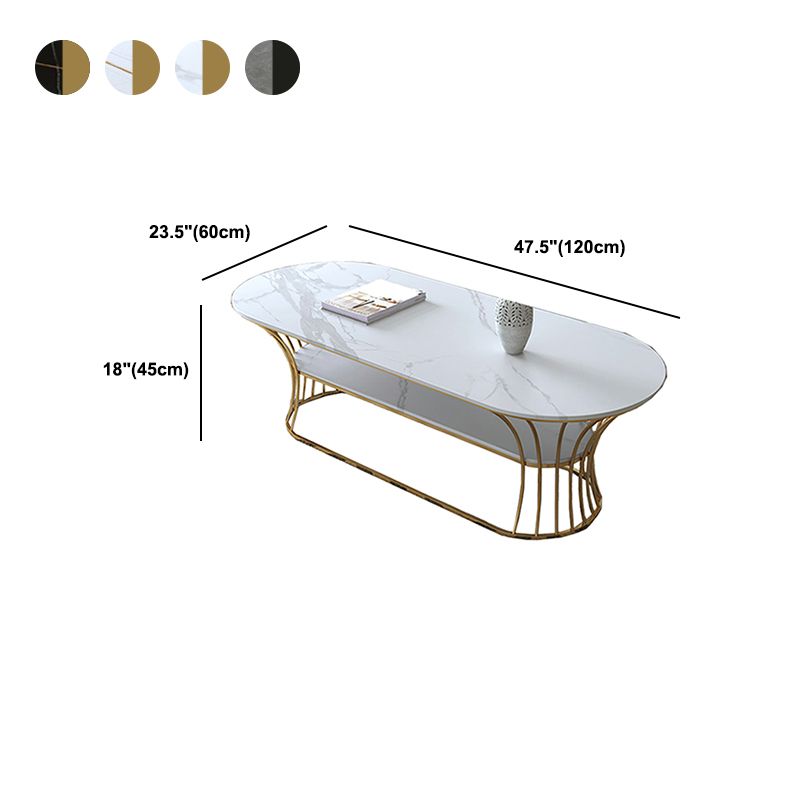 Glam 17,7 "H tavolino in ardesia ovale Tavolo da cocktail in metallo