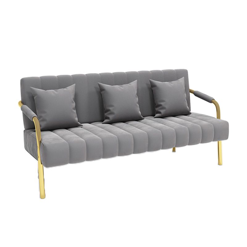 Velvet Recessed Arm Sofa Contemporary Standard Sofa with Sewn Pillow Back Clearhalo 'furn' 'furn_sofas' 'Furniture' 'Living Room Furniture' 'Sofa' 'sofas' 1200x1200_45147db0-d648-4e62-af1b-43b6c60c5cc9