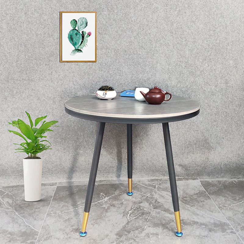 23.6" Tall Modern Round Slate Top Side Table Metal 3 Legs End Table
