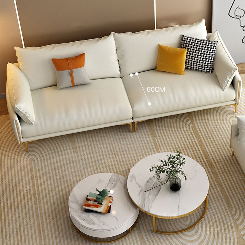 33.46" H Faux Leather 4- Seater Square Arm Sofa for Living Room