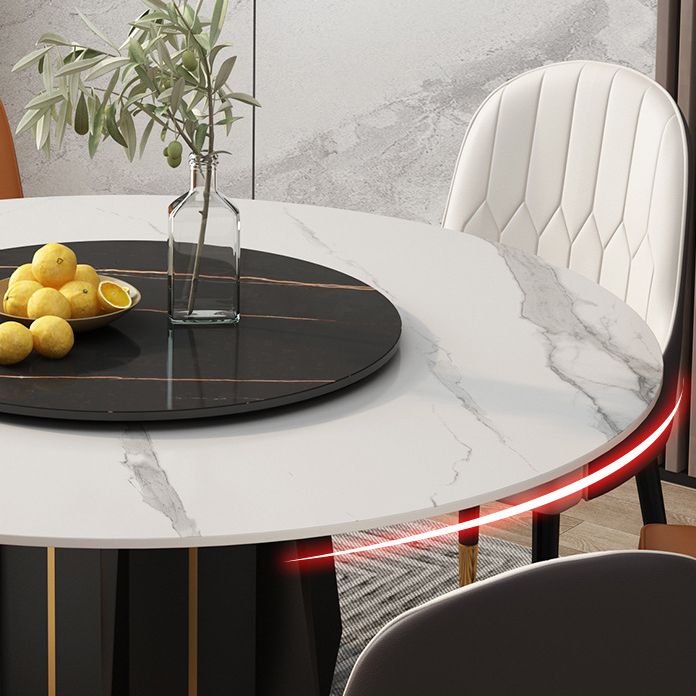 Modern Round Dining Table Sintered Stone Table with Wood Leg for Home