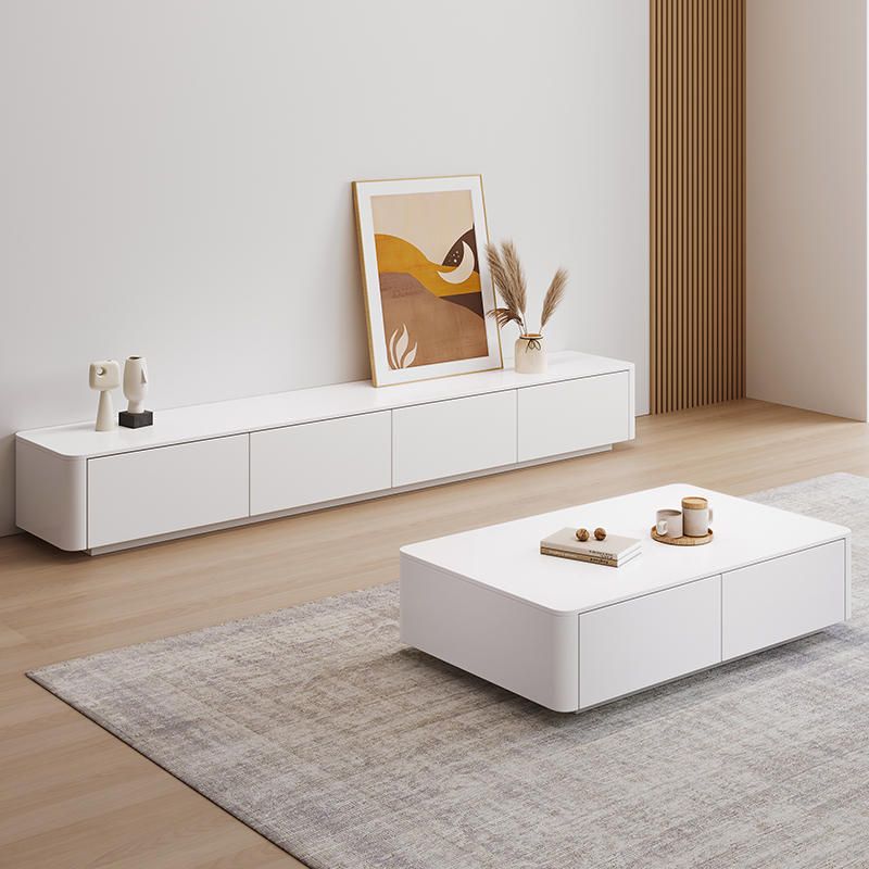Contemporary White TV Stand Wood Enclosed Storage TV Media Console with Storage Clearhalo 'furn' 'furn_tv_stands_entertainment_centers' 'Furniture' 'Living Room Furniture' 'TV Stands & Entertainment Centers' 'TV Stands & Media Storage Furniture' 'tv_stands_entertainment_centers' 1200x1200_451b909c-6576-4e0b-a6e9-07e13823f147