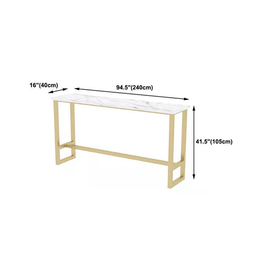 Glam Pub Table with Gold Metal Trestle Rectangle Wood Top Bar Table Clearhalo 'Bar Furniture' 'Bar Tables' 'bar_tables' 'furn' 'furn_bar_tables' 'Furniture' 'Kitchen & Dining Furniture' 1200x1200_451c268c-5141-4600-8bab-35ab62ce408f