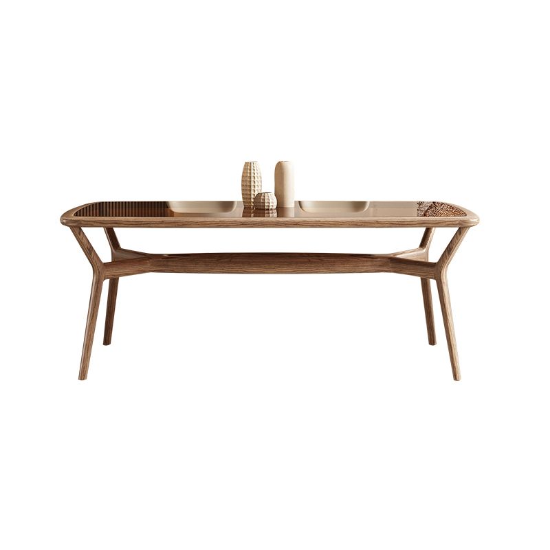 Contemporary Tempered Glass Top 4 Legs Base Dining Room Set for Kitchen