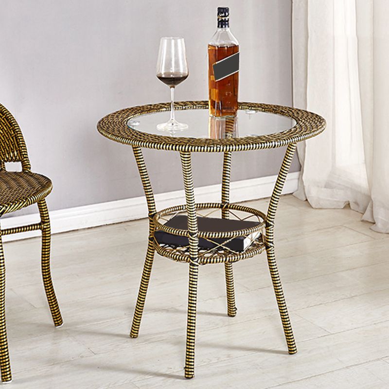 4 Legs Single Coffee Table Glass Modern with Shelf Cocktail Table