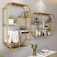 Metal Wall Mounted Open Bookcase Glam Home Geometric Bookshelf with Shelves