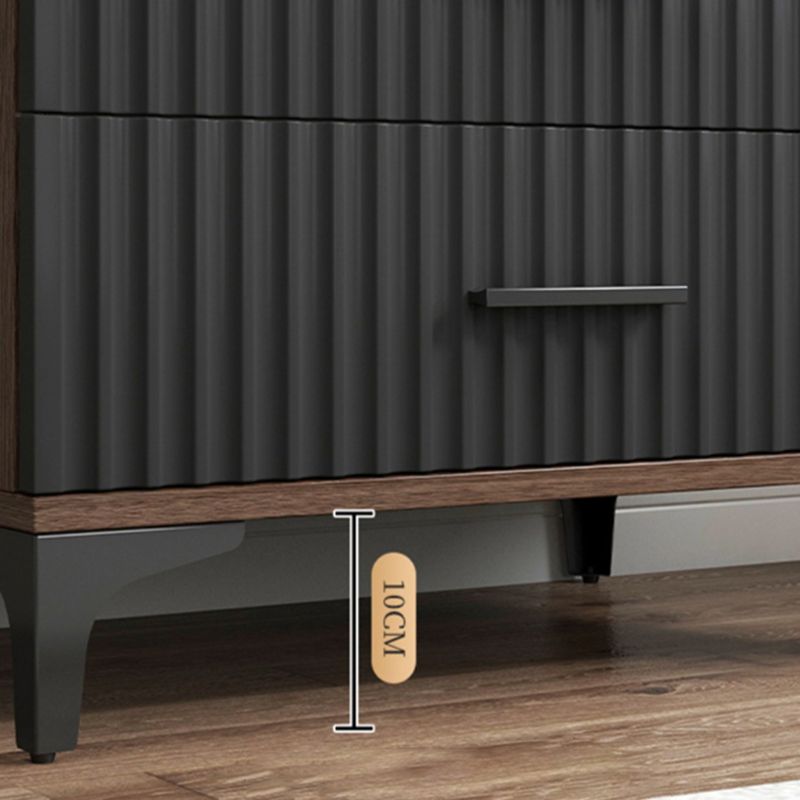 Cofre de acento rectangular contemporáneo con tapa marrón y patas de metal