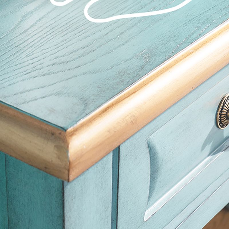 Vanity di trucco vittoriano con cassetto e specchio, tavolo da toeletta in legno massiccio