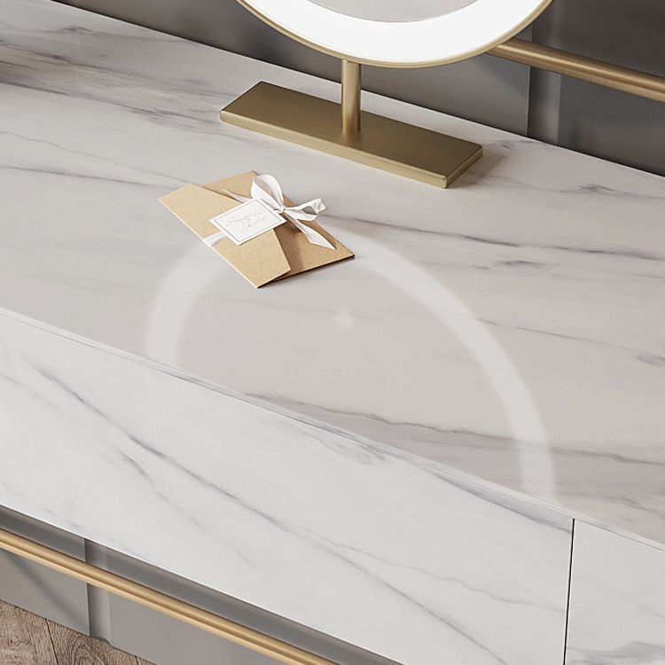 1 Storage Drawer Make-up Vanity Metal and Stone Dressing Table Clearhalo 'Bedroom Furniture' 'furn' 'furn_makeup_vanities' 'Furniture' 'Makeup Vanities' 'makeup_vanities' 1200x1200_4521f622-a475-41b0-80db-9a5f99ae1849