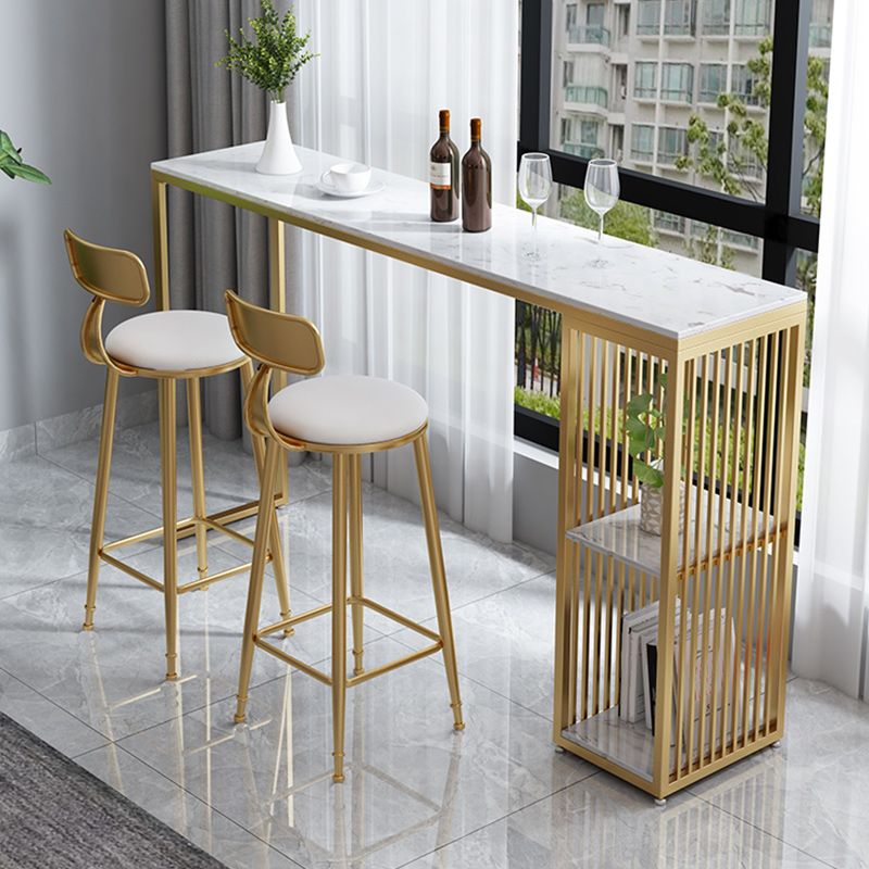 Table à manger en pierre de bar à glamons Glam Table de bar avec double piédestal pour porche de cuisine