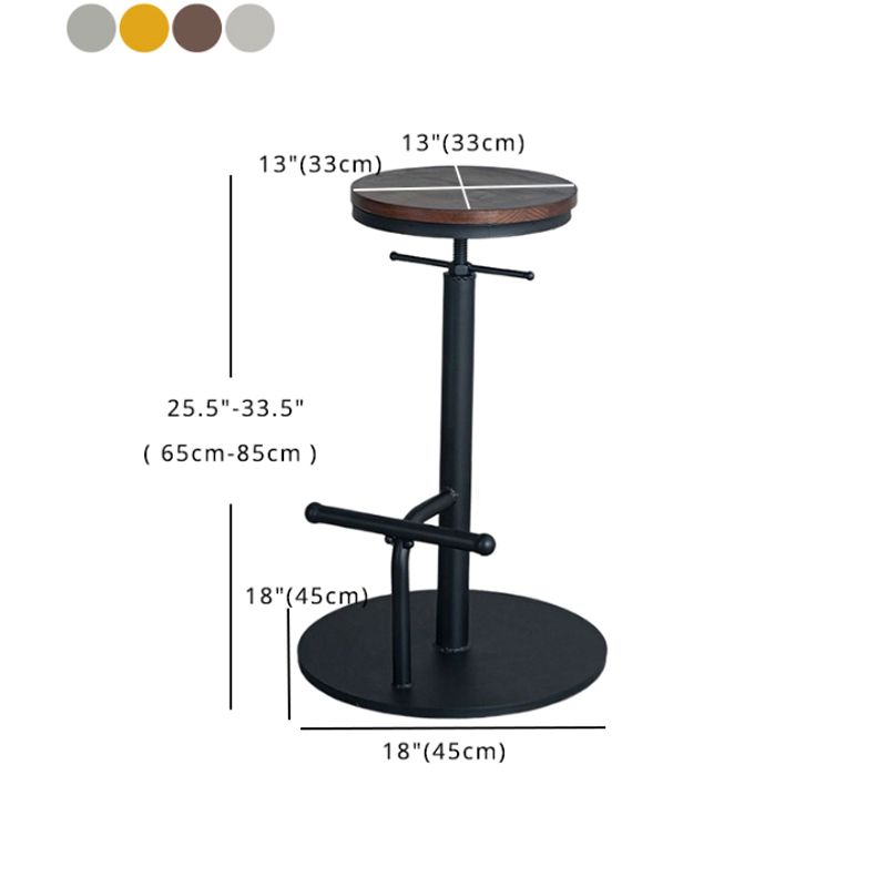 Industrial Adjustable Height Swivel Bar Stool Black Footrest Home Stool Clearhalo 'Bar Furniture' 'Bar Stools' 'bar_stools' 'furn' 'furn_bar_stools' 'Furniture' 'furniture_bar_stools' 'Kitchen & Dining Furniture' 1200x1200_4525f80e-2214-4823-a1a5-aa7e4f74d136