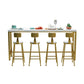 Glam Wood Bar Table with Rectangle Table Top Gold Trestle Table - 42" H Clearhalo 'Bar Furniture' 'Bar Tables' 'bar_tables' 'furn' 'furn_bar_tables' 'Furniture' 'furniture_bar_tables' 'Kitchen & Dining Furniture' 1200x1200_45263323-df4a-44cf-beb9-1c516274b6ff