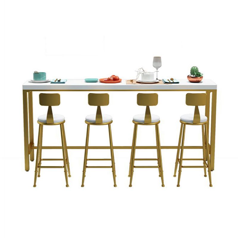 Glam Wood Bar Table with Rectangle Table Top Gold Trestle Table - 42" H Clearhalo 'Bar Furniture' 'Bar Tables' 'bar_tables' 'furn' 'furn_bar_tables' 'Furniture' 'furniture_bar_tables' 'Kitchen & Dining Furniture' 1200x1200_45263323-df4a-44cf-beb9-1c516274b6ff