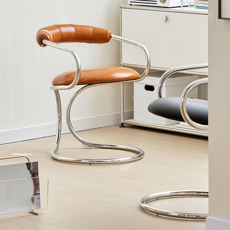 Industrial Style Arm Chair Upholstered Dining Chair for Living Room