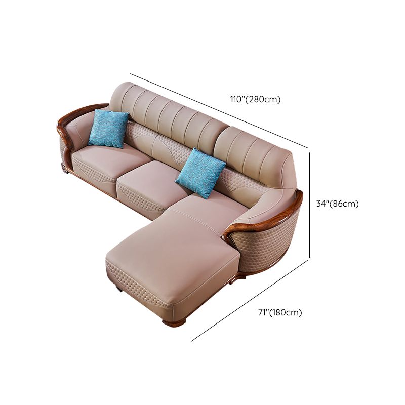 Solid Wood L-Shape Sectional Sofa Genuine Leather 3/4-Seat Sofa with Chaise Clearhalo 'furn' 'furn_sectionals' 'Furniture' 'Living Room Furniture' 'Sectionals' 1200x1200_45287c30-a04e-4741-b4e4-0c2baa822e51