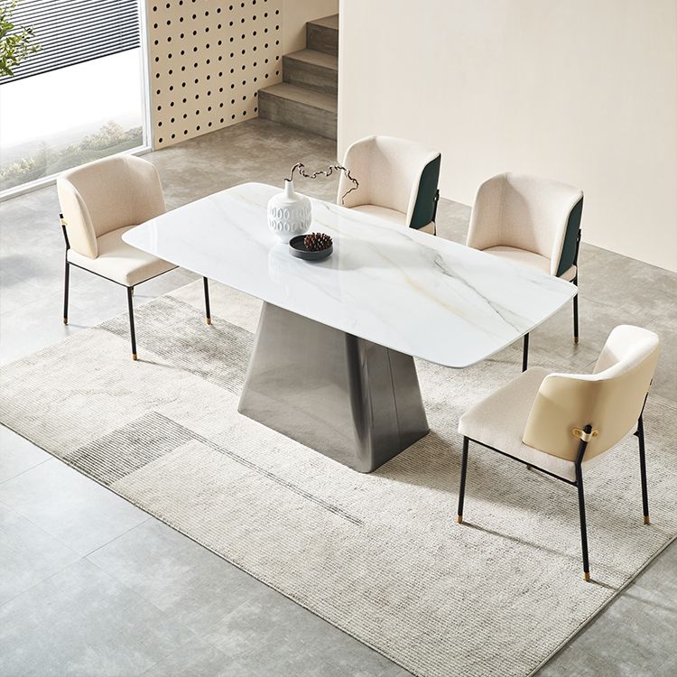 Modern Kitchen 1/5 Pcs Dining Set with White Marble Dining Table and Padded Chairs Clearhalo 'Dining Room Sets' 'Dining Tables & Seating' 'dining_room_set' 'furn' 'furn_dining_room_set' 'Furniture' 'Kitchen & Dining Furniture' 1200x1200_4529fbca-94b3-4aeb-a432-9de2d64b4931