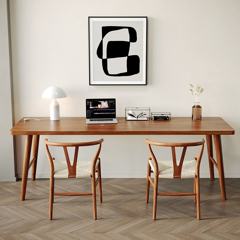 Modern Writing Desk Solid Wood Rectangle Office Desk with H-Base Clearhalo 'furn' 'furn_office_desk' 'Furniture' 'Office Desks' 'Office Furniture' 'office_desk' 1200x1200_452a7995-dd55-4f74-98a8-22925aa33bc6