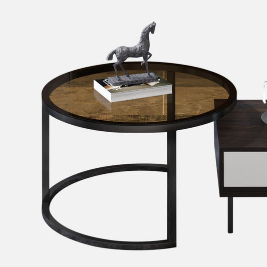 Modern 4 Legs Cocktail Table with 4 Drawers Glass & Wood 2 Nesting Coffee Table Set Clearhalo 'Coffee & Accent Tables' 'Coffee Tables' 'coffee_tables' 'furn' 'furn_coffee_tables' 'Furniture' 'Living Room Furniture' 1200x1200_452bf761-ff45-40a1-ab19-d2bb8992c926