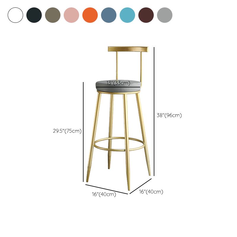 Nordic Style Bar-stool Round Counter Bar Stool with Metal Legs for Home Use Clearhalo 'Bar Furniture' 'Bar Stools' 'bar_stools' 'furn' 'furn_bar_stools' 'Furniture' 'Kitchen & Dining Furniture' 1200x1200_452d6690-3669-4358-92f3-4cb653439d85