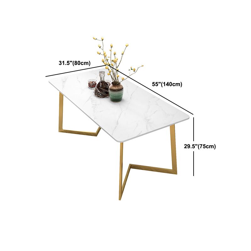 Glam White and Gold Dinette Set 1/2/5/7 Pieces Rectangle Stone Dining Table Set Clearhalo 'Dining Room Sets' 'Dining Tables & Seating' 'dining_room_set' 'furn' 'furn_dining_room_set' 'Furniture' 'Kitchen & Dining Furniture' 1200x1200_452db1ae-a42b-4cf3-a2ce-e1eb12a4e0c8