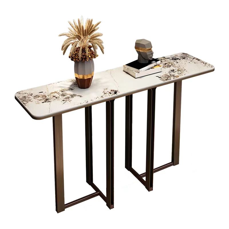 Stone Rectangle Console Tabla 1 Estante 33.46 "Mesa de altura de altura para Hall