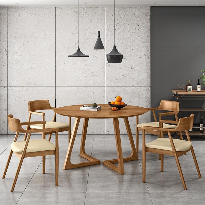 Round Dining Table Simplicity Dinner Room Solid Wood Table with Sled Base Clearhalo ' dining_table' 'Dining Tables & Seating' 'Dining Tables' 'furn' 'furn_dining_table' 'Furniture' 'furniture_dining_table' 'Kitchen & Dining Furniture' 'kitchen&dining_furn' 'kitchen' 'kitchen_dining_table' 1200x1200_45300311-5246-43b5-85a8-5f55c2702c7c