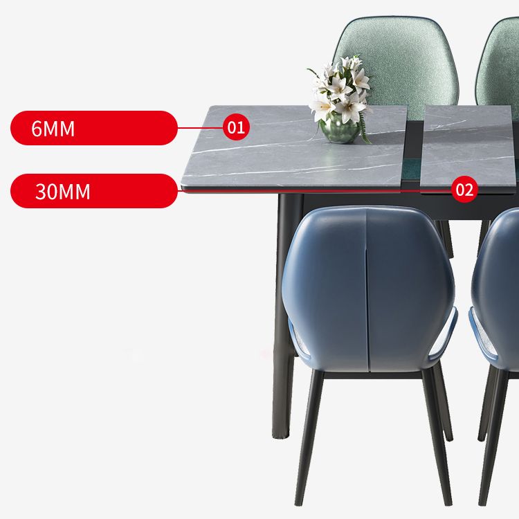 Modern Collapsible Sintered Stone Dining Room Table with 4 Metal Legs for Kitchen Dining Set Clearhalo 'Dining Room Sets' 'Dining Tables & Seating' 'dining_room_set' 'furn' 'furn_dining_room_set' 'Furniture' 'furniture_dining_room_set' 'Kitchen & Dining Furniture' 'kitchen&dining_furn' 'kitchen' 1200x1200_4532603c-9588-415f-96d6-08fe4f8f0d2a