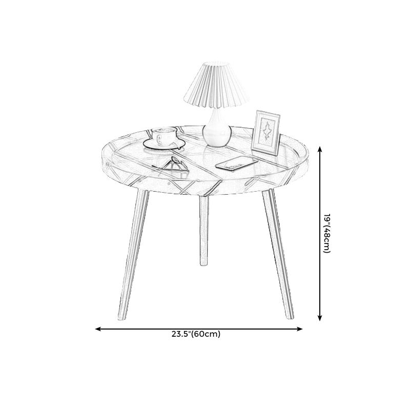 3脚カクテルテーブル人工材のクルミ/黒/白い丸いコーヒーテーブル