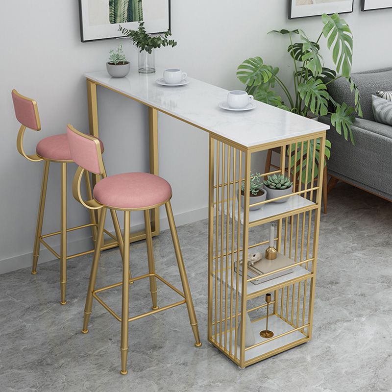 Glam Pub Height Dining Table Faux Marble Top Pub Table for Patio Use Clearhalo 'Bar Furniture' 'Bar Tables' 'bar_tables' 'furn' 'furn_bar_tables' 'Furniture' 'Kitchen & Dining Furniture' 1200x1200_4536bf8c-ed8a-4055-8af3-9891fe0f808f