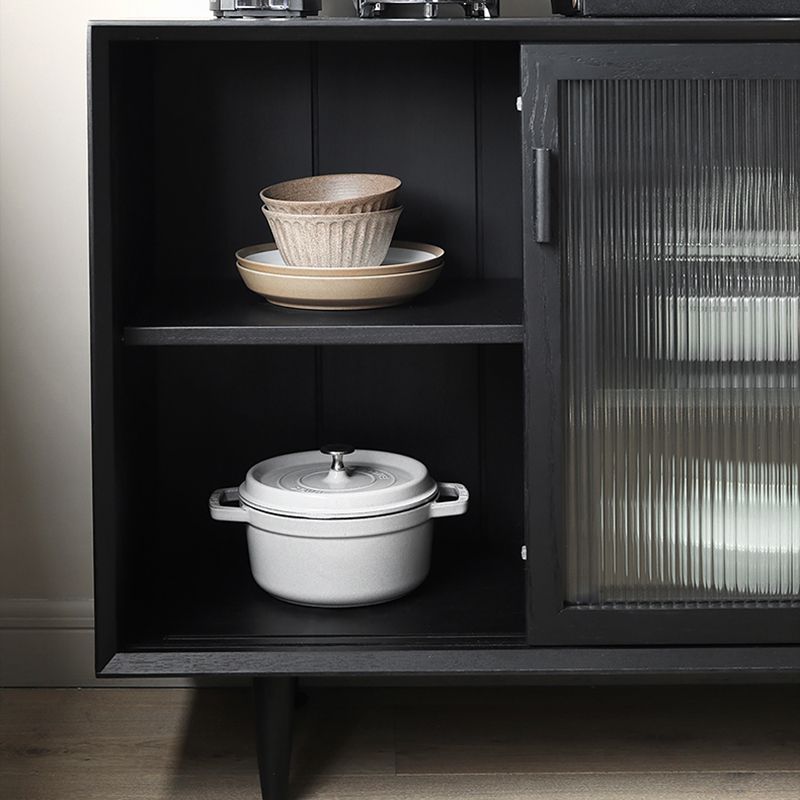 Stellatura nera in stile moderno in legno massiccio 4 cassetti sideboard da pranzo con porte di vetro