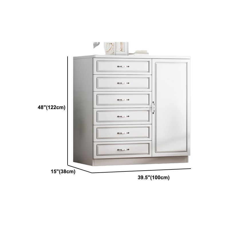 Modern White Accent Chest with Drawers 14.96" Wide Side Cabinet with Door