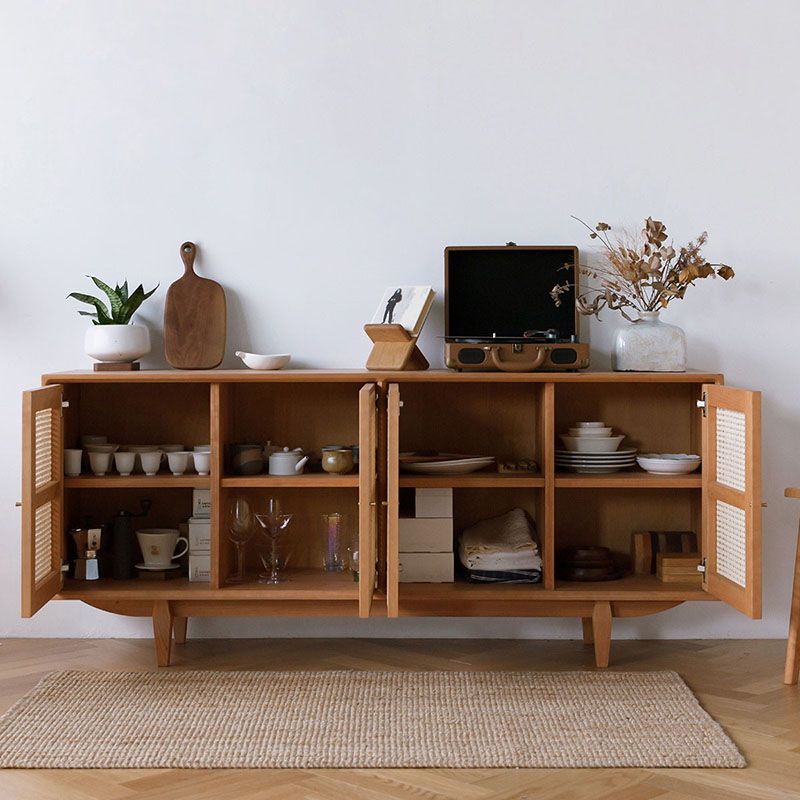 Rattan 4 porte buffet server da cucina in legno di altezza da 29 pollici per sala da pranzo