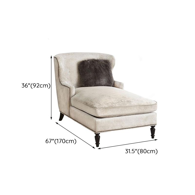 Chaise longue rembourrée de campagne française, chaise longue en micro-velours