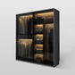 Modern Style Glass Wardrobe Bedroom Wardrobe Closet with 1 Drawer
