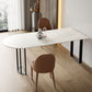 Sintered Stone Dining Table Modern Free Form White Furniture with Double Pedestal for Home