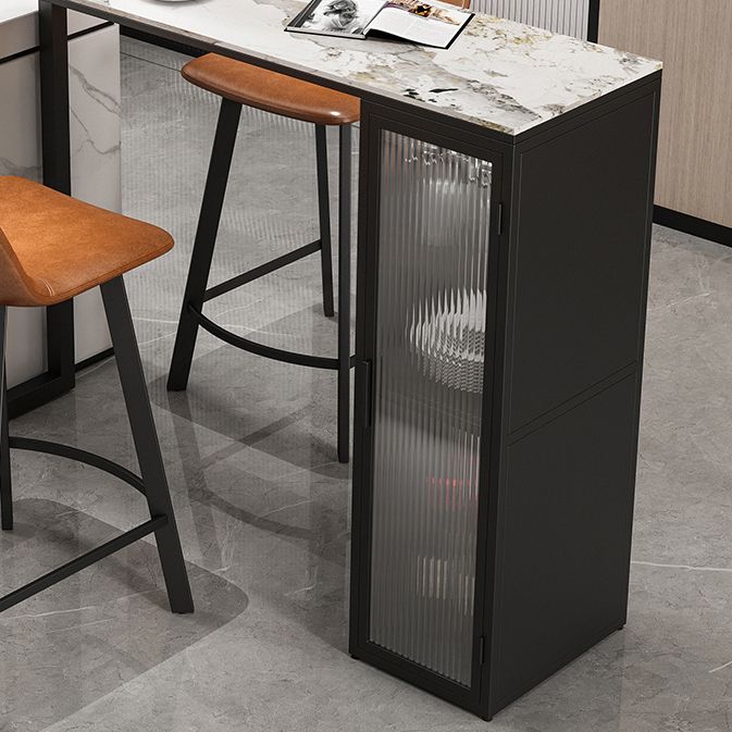 1/5 Pieces Modern Rectangle Sintered Stone Counter Table with High Stools