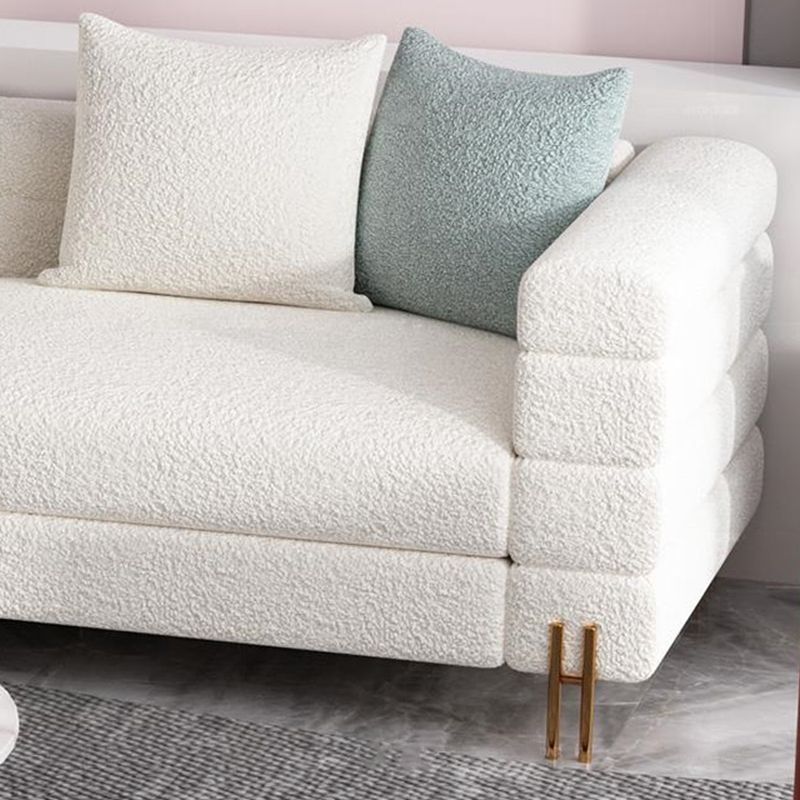 Modern Style Sofa with Pillows Wool/Faux Leather Tuxedo Arm Seating