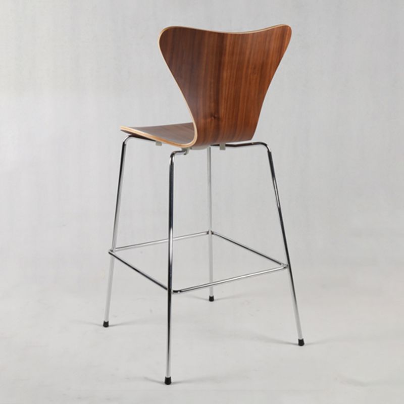 Modern Armless Backrest Bar Stool Wood Kitchen Bar Stool with 4 Metal Legs Clearhalo 'Bar Furniture' 'Bar Stools' 'bar_stools' 'furn' 'furn_bar_stools' 'Furniture' 'Kitchen & Dining Furniture' 1200x1200_45444b3d-4828-4bb7-abd6-f97ed88171bf