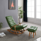 Leder -Schaukelstuhl einfache zeitgenössische Tufted -Kissen Schaukelstuhl mit Osmanisch