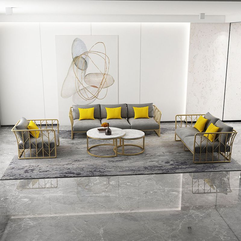 Contemporary Tuxedo Arm Sofa Stationary Gray Sofa for Living Room